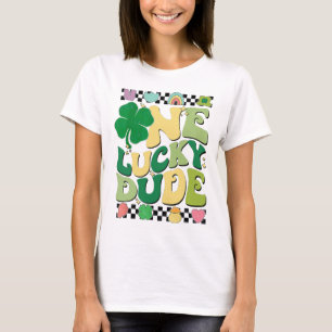 Retro One Lucky Dude St Patricks Day Shamrock Luck T-Shirt