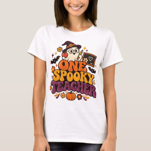 Retro One Spooky Teacher Groovy Halloween T-Shirt