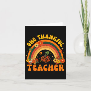 Retro One Thankful Teacher Thanksgiving Fall Mens Card