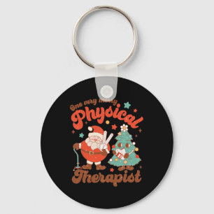 Retro One Very Merry Physical Therapist Santa Chri Key Ring