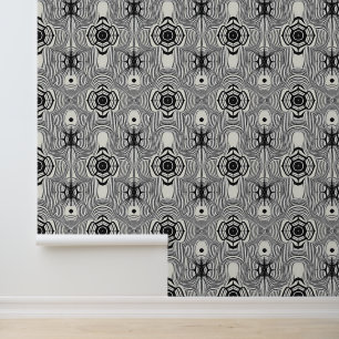 Retro Op Art Black and White Pattern Wallpaper