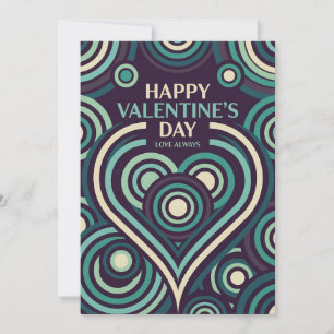 Retro Op Art Geometric Valentine Dark Rhythm Holiday Card