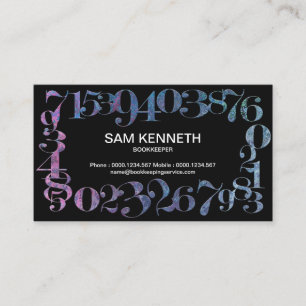 Retro Opal Colour Numbers Frame Bookkeeper Business Card