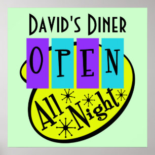 Retro OPEN ALL NIGHT Diner Sign