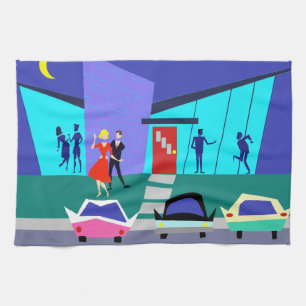 Retro Open House Party Kitchen Towel