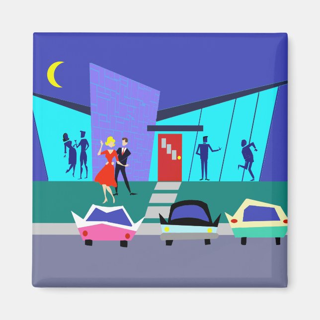 Retro Open House Party Magnet (Front)