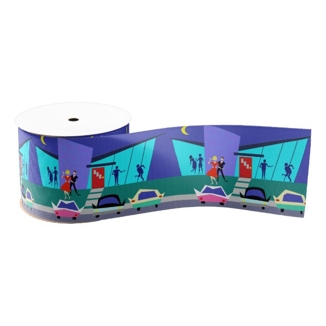 Retro Open House Party Ribbon Grosgrain Ribbon (Spool)