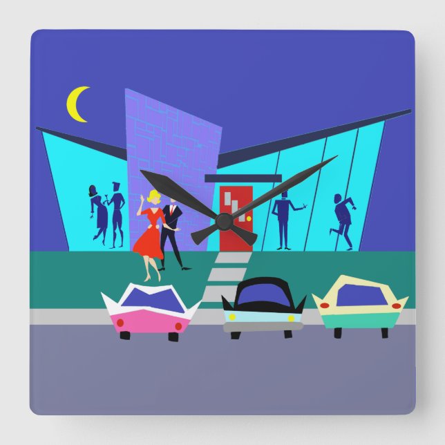 Retro Open House Party Wall Clock (Front)