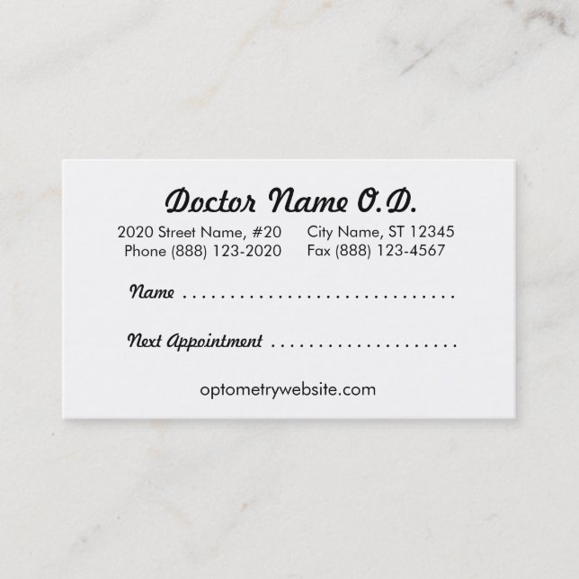 Retro Optometry Boutique Appointment Card (Front)