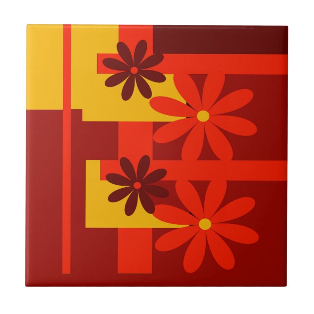 Retro orange 1970's ceramic tile (Front)