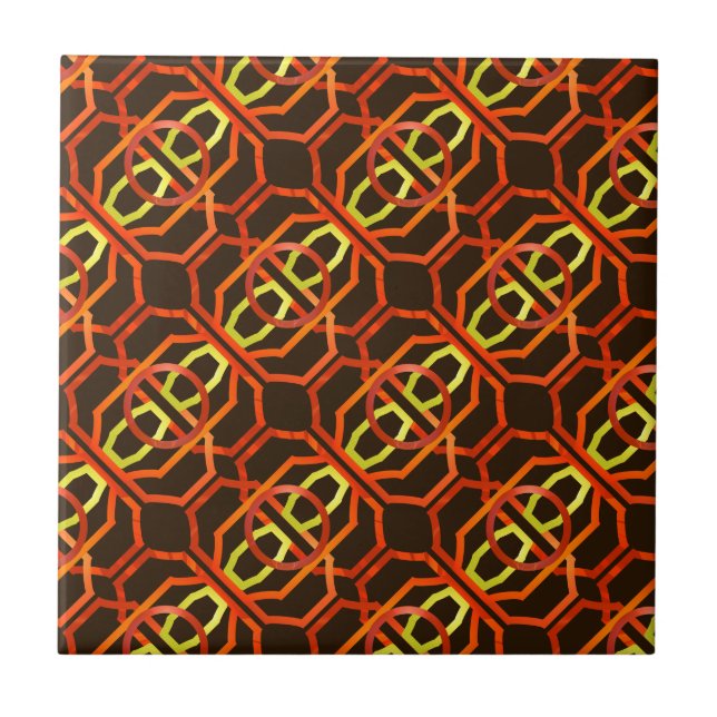 Retro orange 1970's ceramic tile (Front)