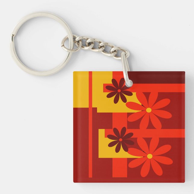 Retro orange 1970's key ring (Front)