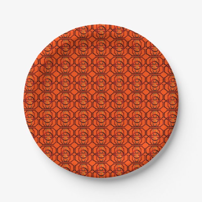 Retro orange 1970's paper plate (Front)