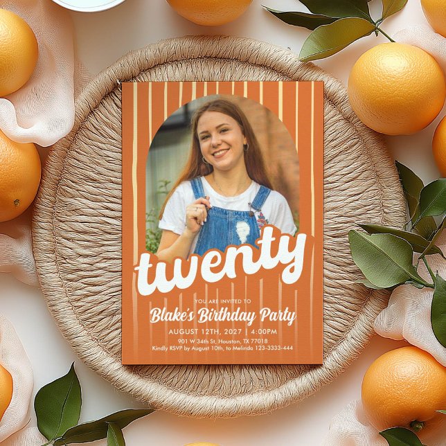 Retro Orange 20Th Birthday Invitation (Creator Uploaded)