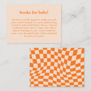 Retro Orange Abstract Check Custom Books for Baby Enclosure Card