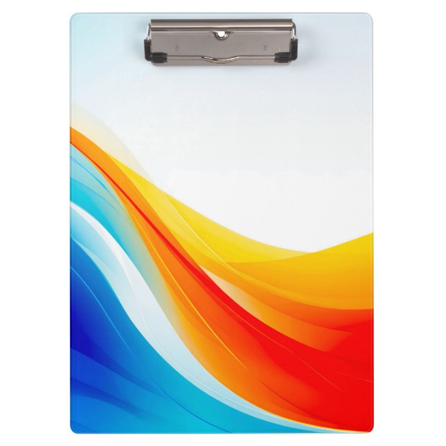 Retro Orange and Blue abstract curved lines Clipboard (Front)