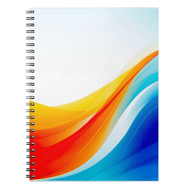 Retro Orange and Blue abstract curved lines Notebook (Front)