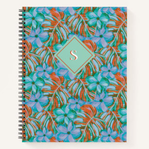 Retro Orange and Blue Florals Notebook