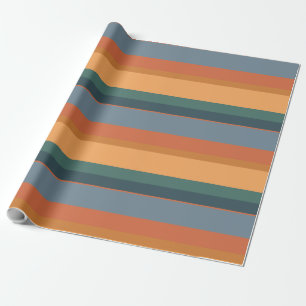 Retro orange and blue stripe wrapping paper