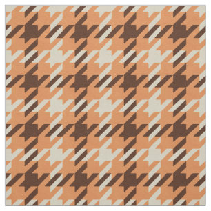 Retro orange and brown houndstooth plaid pattern fabric