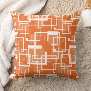 Retro Orange and Ivory Square Link Circuit Board Cushion