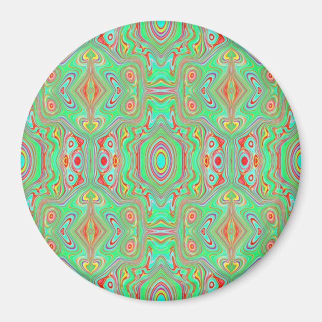 Retro Orange and Lime Green Abstract Pattern Magnet (Front)