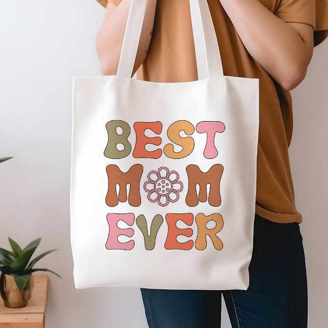 Retro Orange and Pink Best Mum Ever Tote Bag (Creator Uploaded)