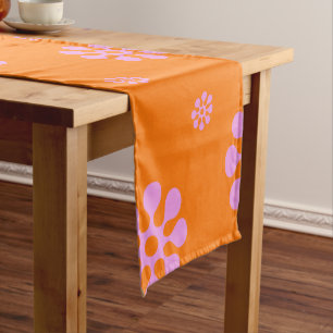 Retro Orange And Pink Floral Table Runner