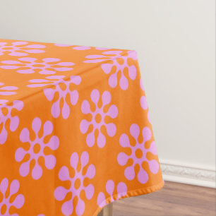 Retro Orange And Pink Flowers Pattern Tablecloth