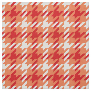 Retro orange and red houndstooth plaid pattern fabric