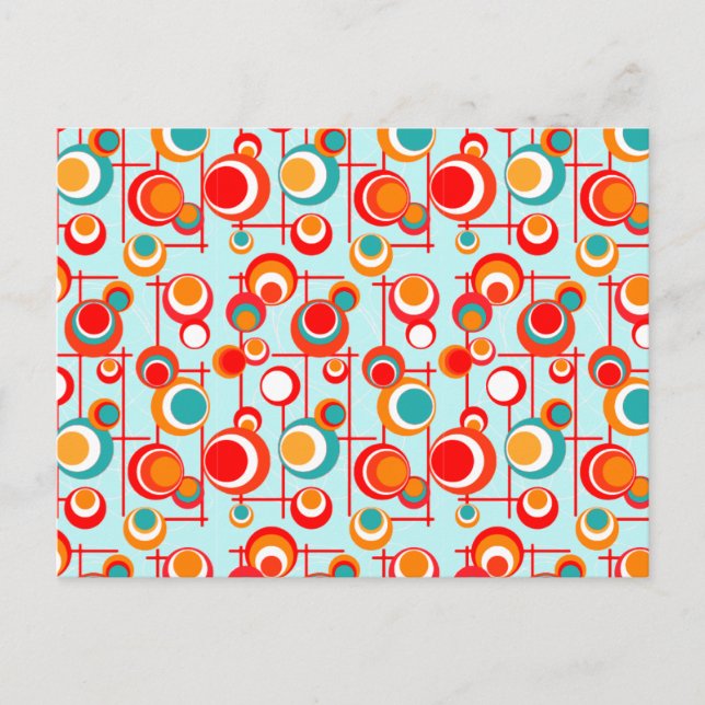 Retro Orange and Turquoise Dots Postcard (Front)