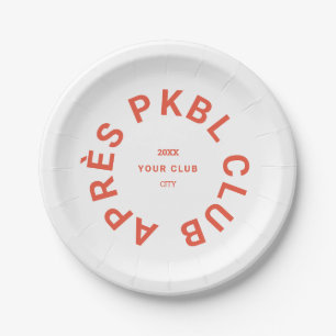 Retro Orange Après PKBL Club Crest Pickleball Paper Plate
