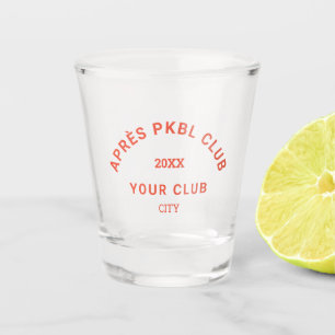 Retro Orange Après PKBL Club Crest Pickleball Shot Glass
