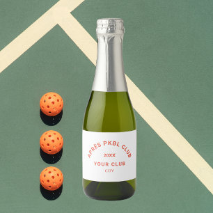 Retro Orange Après PKBL Club Crest Pickleball Sparkling Wine Label