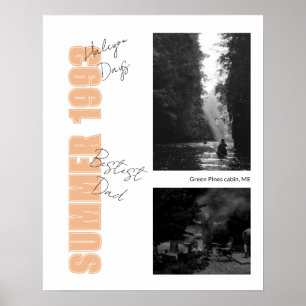 Retro Orange Black and White Minimal Photo Memory Poster