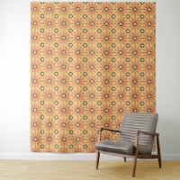 Retro Orange & Black Cute Abstract Floral Pattern