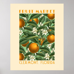 Retro Orange Blossom Fruit Market Poster
