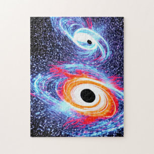 Retro orange blue pink night outerpace landscape jigsaw puzzle