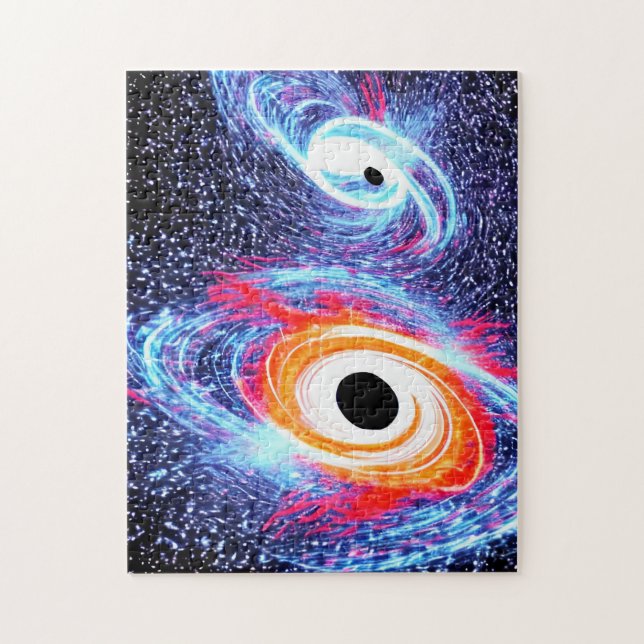 Retro orange blue pink night outerpace landscape jigsaw puzzle (Vertical)