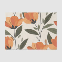 Retro Orange Botanical Bold 70s Vintage Floral