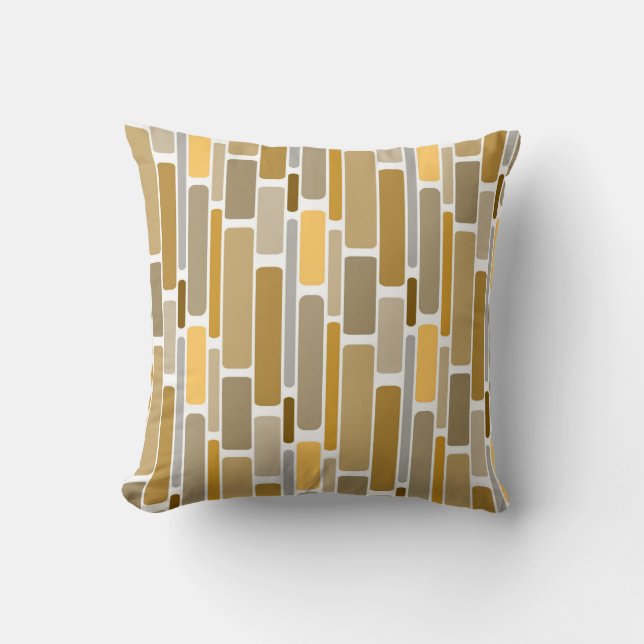 Retro Orange Brown and  Gold Blocks Cushion (Front)