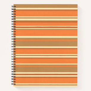 Retro Orange Brown Stripe Mid-Century Modern  Notebook