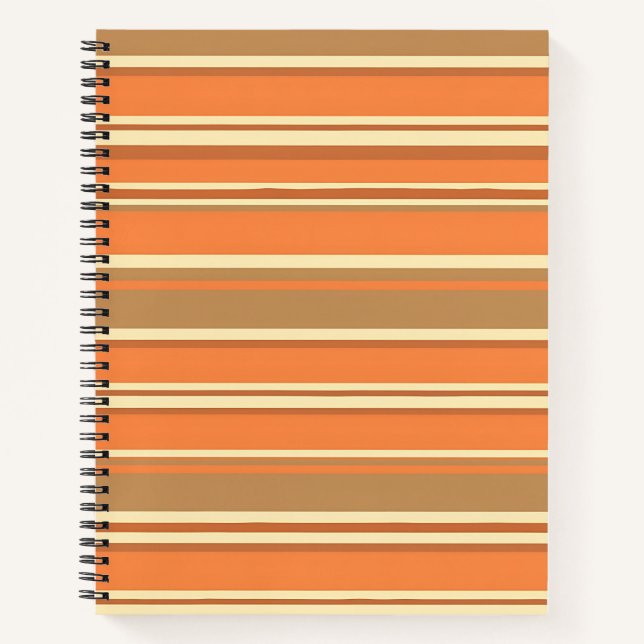 Retro Orange Brown Stripe Mid-Century Modern  Notebook (Front)