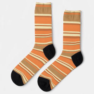 Retro Orange Brown Stripe Mid-Century Modern  Socks