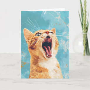 Retro Orange Cat Funny Holiday Card
