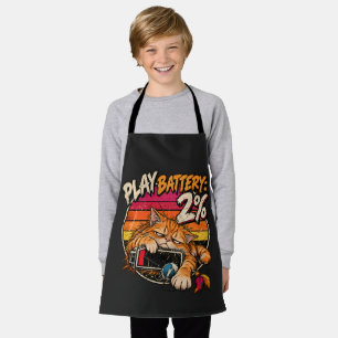 Retro Orange Cat Play Battery 2% Humour Apron