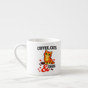 Retro Orange Cat Tee - Vintage Coffee Espresso Cup