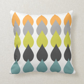 Retro Orange Chartreuse Yellow Aqua Cushion