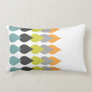 Retro Orange Chartreuse Yellow Aqua Lumbar Cushion