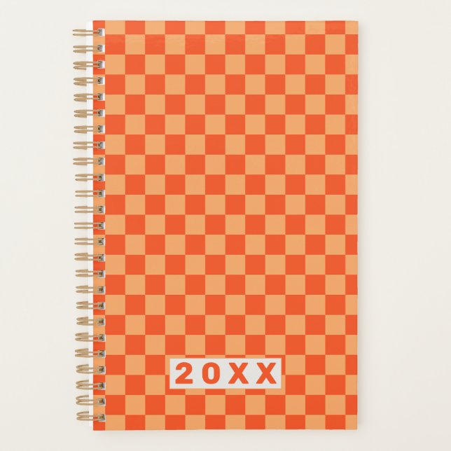 Retro Orange Checkerboard 2026 Planner (Front)